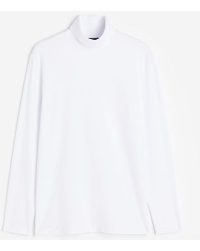 H&M T-shirt Slim Fit en coton avec col roulé - Blanc