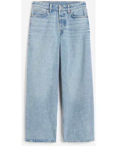 H&M Curvy Fit Baggy Low Jeans - Bleu