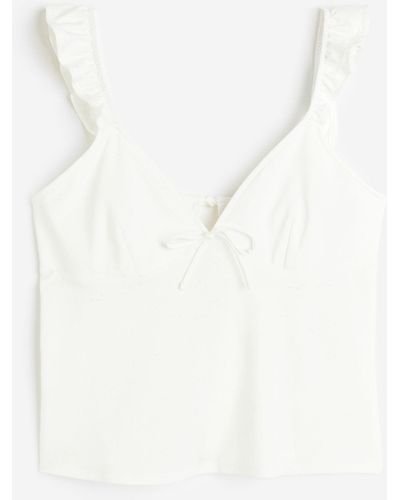 H&M Jerseytop mit Bindedetail - Weiß