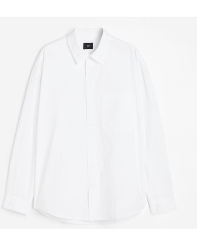 H&M Popelinehemd in Oversized Fit - Weiß