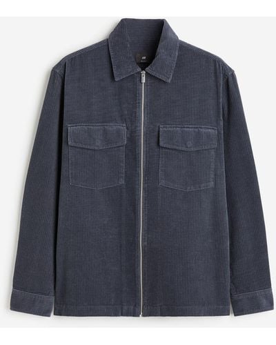 H&M Overshirt aus Cord in Regular Fit - Blau