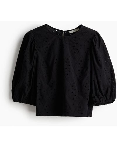 H&M Broderie anglaise blouse - Schwarz