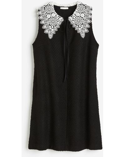H&M Bouclé-Kleid mit Spitzenkragen - Schwarz