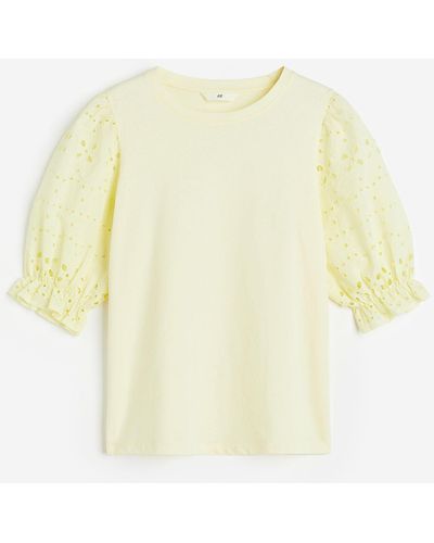 H&M Top avec broderie anglaise - Jaune