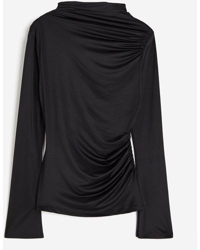 H&M Top en jersey à effet drapé - Noir