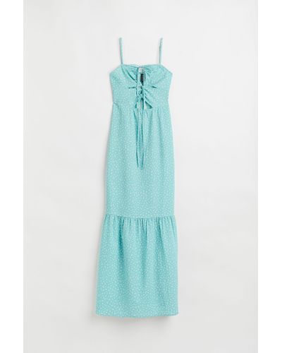 H&M Langes Kleid mit Cut-out - Blau