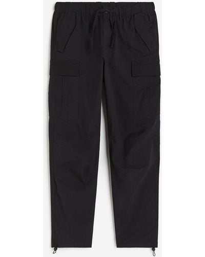H&M Pantalon cargo Regular Fit Ripstop - Noir