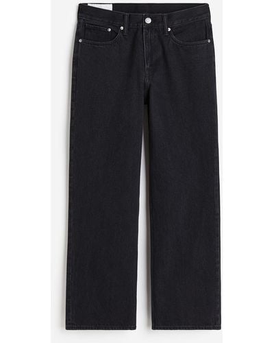 H&M Straight Relaxed High Jeans - Noir