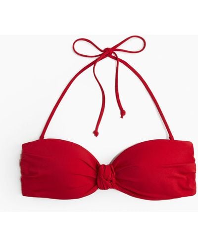 H&M Wattiertes Bandeau-Bikinitop - Rot