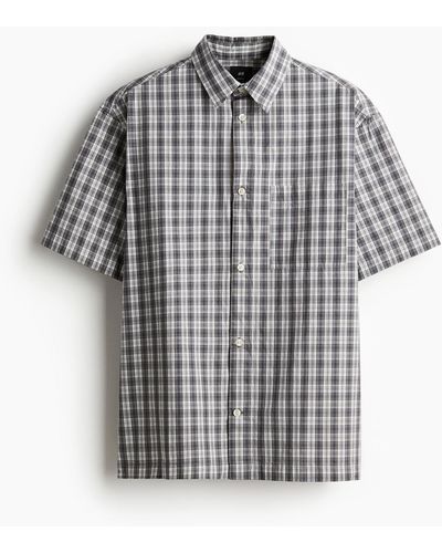 H&M Overhemd Met Korte Mouwen - Grijs