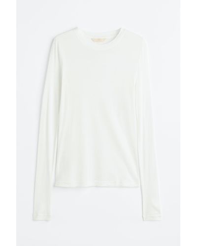 H&M Jerseyshirt aus Pima-Baumwolle - Weiß