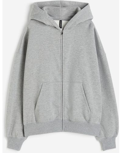 H&M Veste oversize zippée avec capuche - Gris