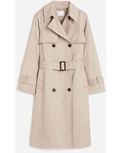 H&M Double-breasted Trenchcoat Van Twill - Naturel