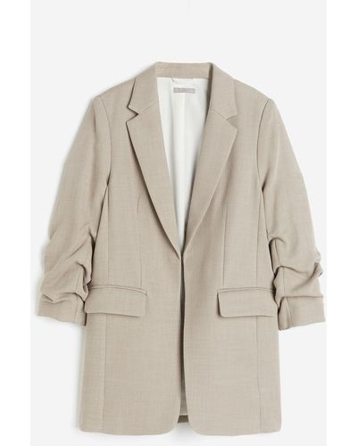 H&M Blazer avec manches froncées - Neutre