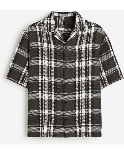 H&M Structuurgebreid Casual Overhemd - Zwart