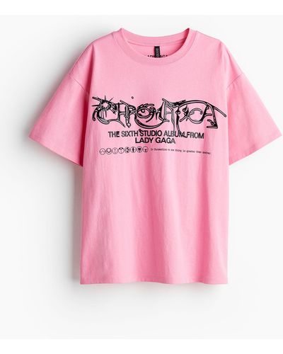 H&M T-shirt oversize imprimé - Rose