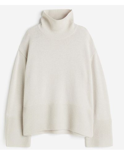 H&M Pull col roulé en cachemire mélangé - Blanc