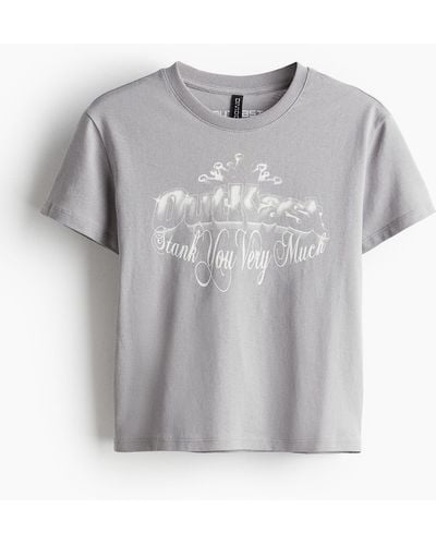 H&M T-Shirt mit Print - Grau