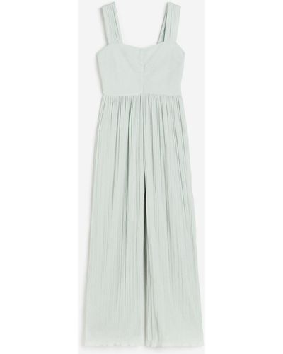 H&M Jumpsuit Van Geplisseerd Chiffon - Wit