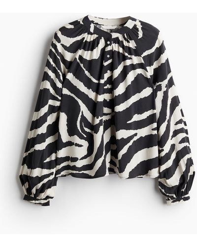 H&M Blouse Met Ballonmouwen - Zwart