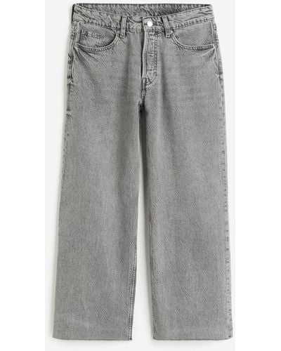 H&M Baggy Wide Low Ankle Jeans - Gris