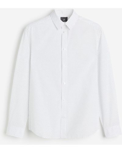 H&M Easy-Iron-Hemd in Slim Fit - Weiß