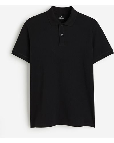 H&M Polo Regular Fit en piqué - Noir