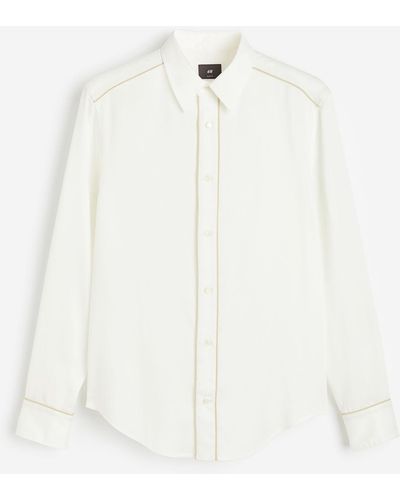 H&M Lyocell-Hemd in Slim Fit - Weiß