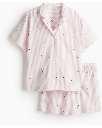 H&M Pyjama mit Oberteil und Shorts - Pink