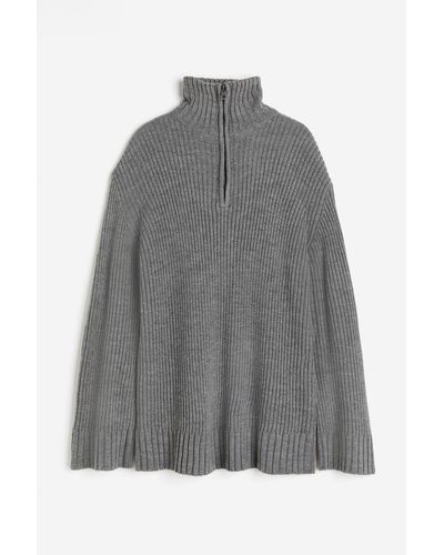 H&M Pull oversize à col zippé - Gris