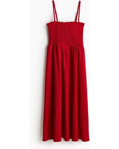 H&M Gesmoktes Kleid - Rot