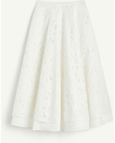 H&M Jupe corolle en broderie anglaise - Blanc