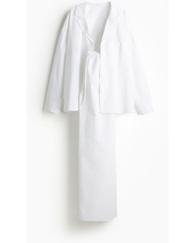 H&M Pyjama aus Seersucker - Weiß