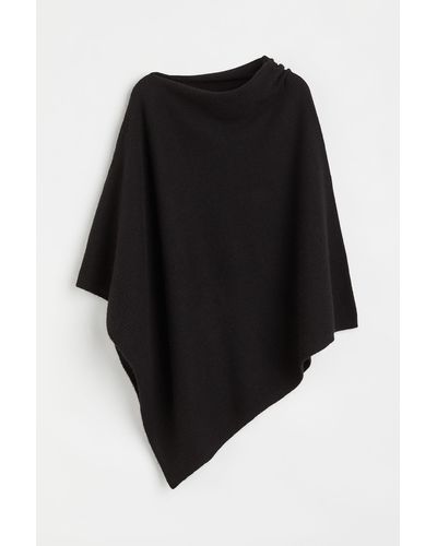 H&M Fijngebreide Poncho Van Kasjmiermix - Zwart