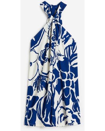H&M Neckholder-Kleid in A-Linie - Blau