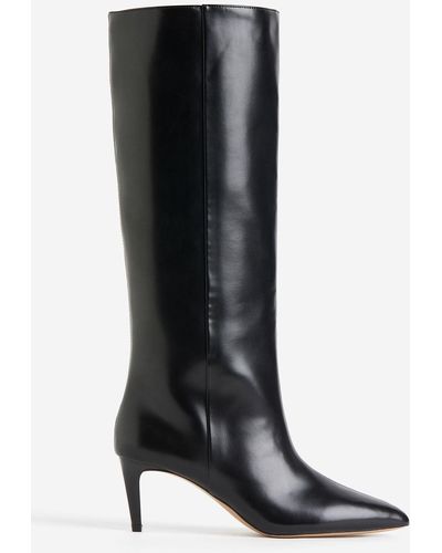 H&M Kniehoge Boots Met Hak - Zwart