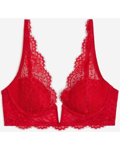 H&M Padded Beugel-bh Van Kant - Rood