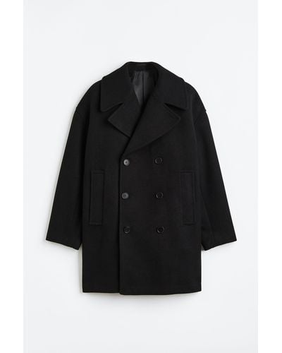 H&M Oversized Cabanjacke aus einer Wollmischung - Schwarz