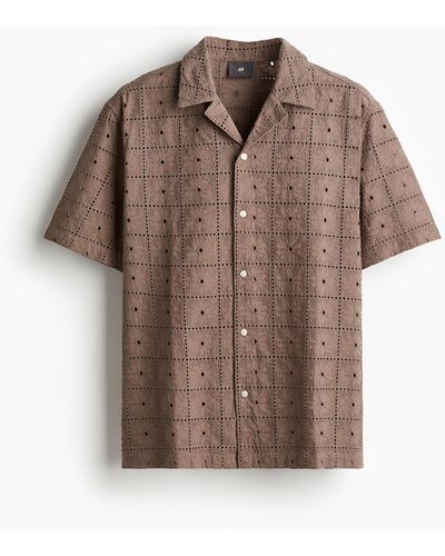 H&M Structuurgeweven Casual Overhemd - Bruin