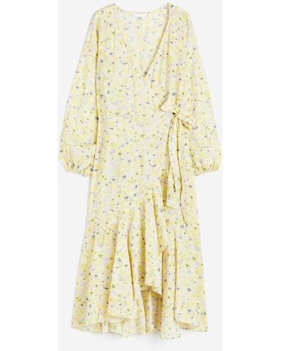 H&M Longue robe portefeuille - Jaune