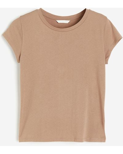 H&M T-Shirt aus Baumwolle - Natur