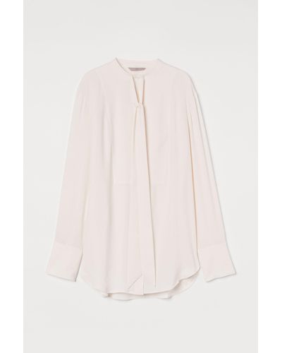 H&M Lange Blouse Met Strikbanden - Roze