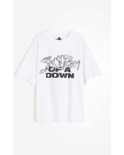 H&M T-shirt oversize imprimé - Blanc
