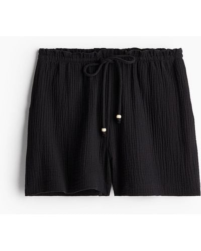 H&M Musselin-Shorts - Schwarz