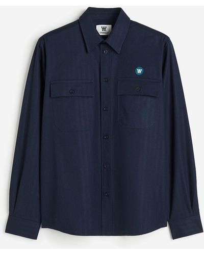 H&M Carson Herringbone Shirt - Blau