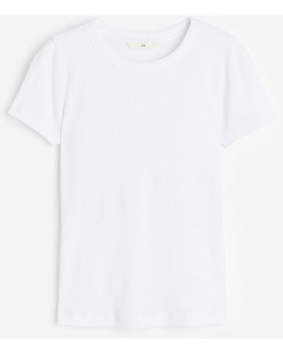 H&M T-shirt côtelé en modal mélangé - Blanc