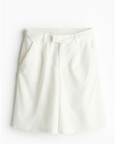 H&M Linen-blend tailored shorts - Blanc
