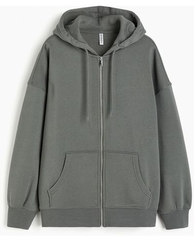 H&M Oversized Hoodiejacke mit Zipper - Grau