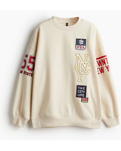 H&M Oversized Sweatshirt mit Print - Natur