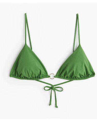 H&M Wattiertes Triangel-Bikinitop - Grün